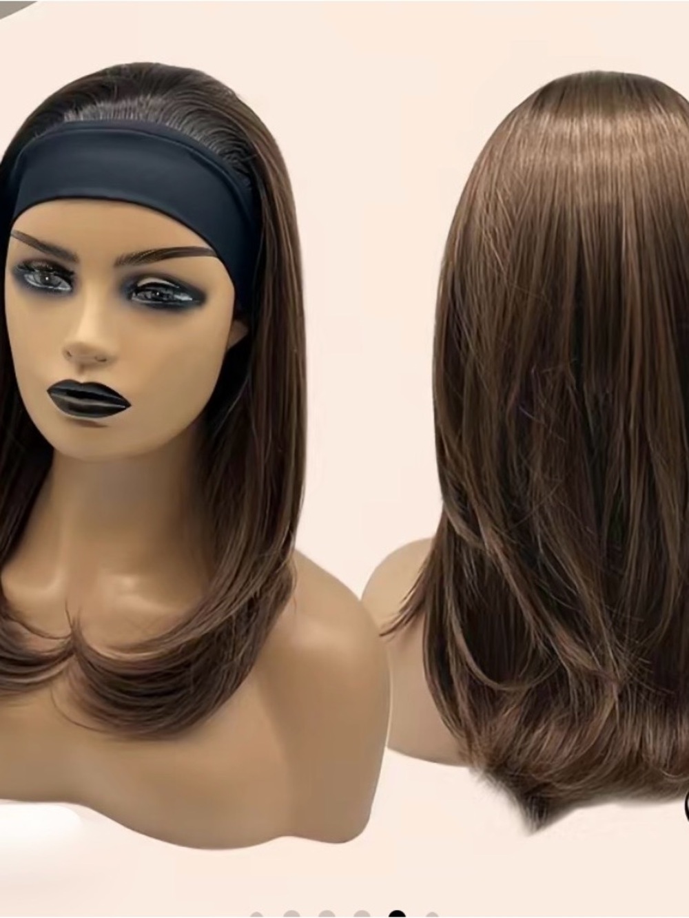 JB Extensions Brown Headband Wig - Natural Straight Layered Style